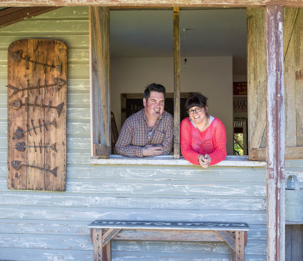 Local couple Johnny & Helene Thompson of Dirty Old Town Furniture. Image courtsey of Suze McLeaod Local couple Johnny & Helene Thompson of Dirty Old Town Furniture. Image courtsey of Suze McLeaod