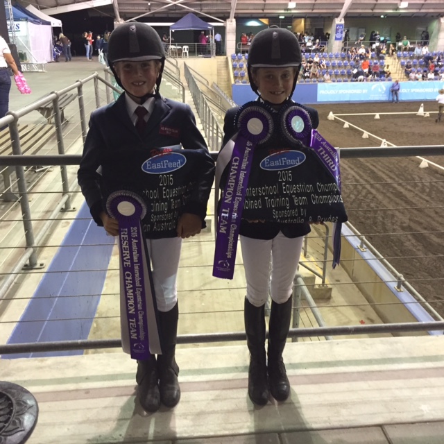 Eve (left) and Grace Muirhead displaying their wins.