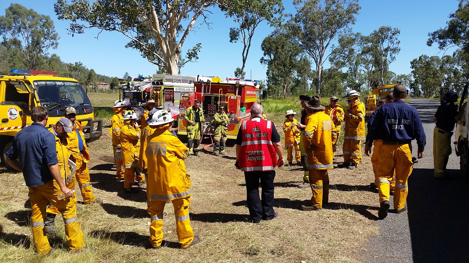 Some of the crew mustering to control the fire Some of the crew mustering to control the fire