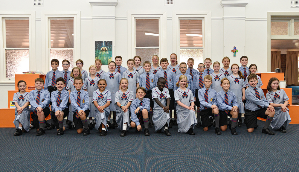 The Years 5 and 6 Primary students on their first day of class.